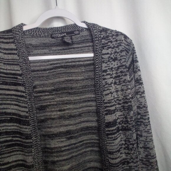 Ashley by 26 International Cardigan Sweater S Long Sleeve Open Front Black Gray - Picture 10 of 16